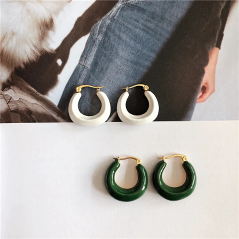 Женские серьги кольца с глазурью в европейском и американском стиле