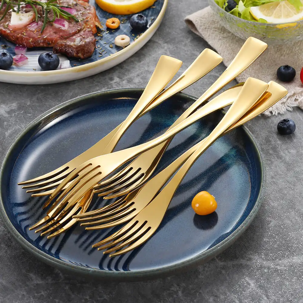 6Pcs Stainless Steel Dinner Fork Set 4 Colors Black Rose Gold Dessert Tableware Dinnerware Mirror Polished Dishwasher safe | Дом и сад