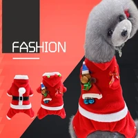 pet clothes classic santa claus dog clothes warm small and medium sized dog sweater cute christmas dog cotton coat