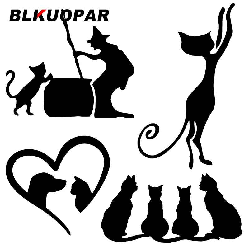 

Наклейки на автомобиль BLKUOPAR в виде кота с ведьмой, креативные наклейки, виниловые автомобильные наклейки, водонепроницаемая пленка для сно...