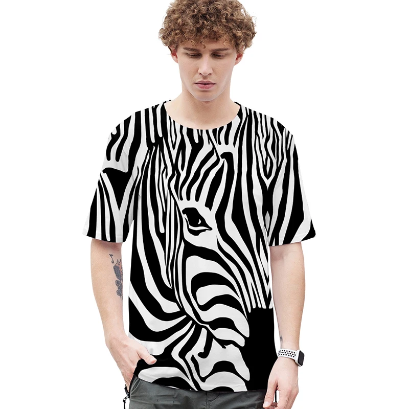 

Модные 3d футболки с принтом животных зебры и лошади, мужская и женская футболка с круглым вырезом и коротким рукавом, унисекс, 3D футболки, фу...