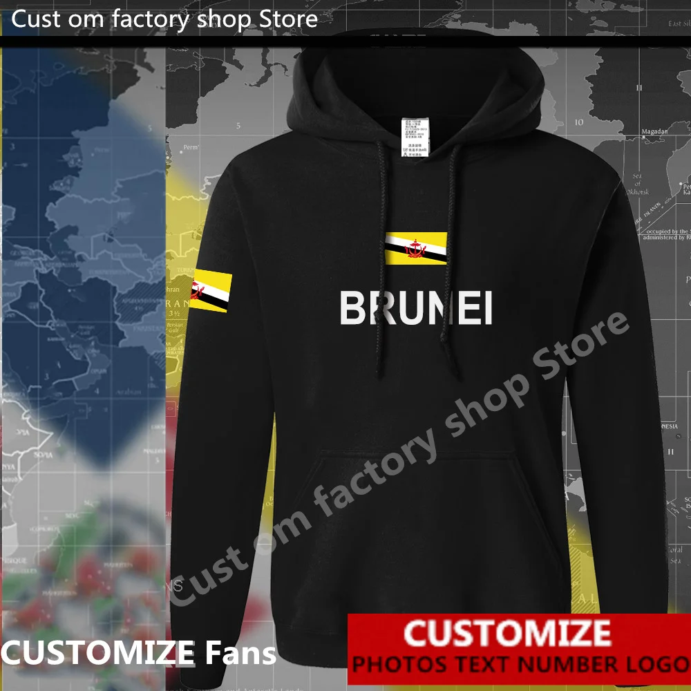 

Nation of Brunei hoodie men sweatshirt sweat new hip hop streetwear Custom Jersey Fans DIY Name Number LOGO BRN Bruneian