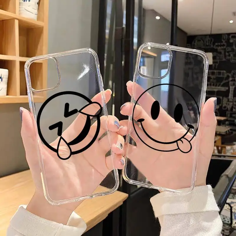 

Funny cute smiley expression cartoon Phone Case Transparent for iPhone 6 7 8 11 12 s mini pro X XS XR MAX Plus SE cover funda