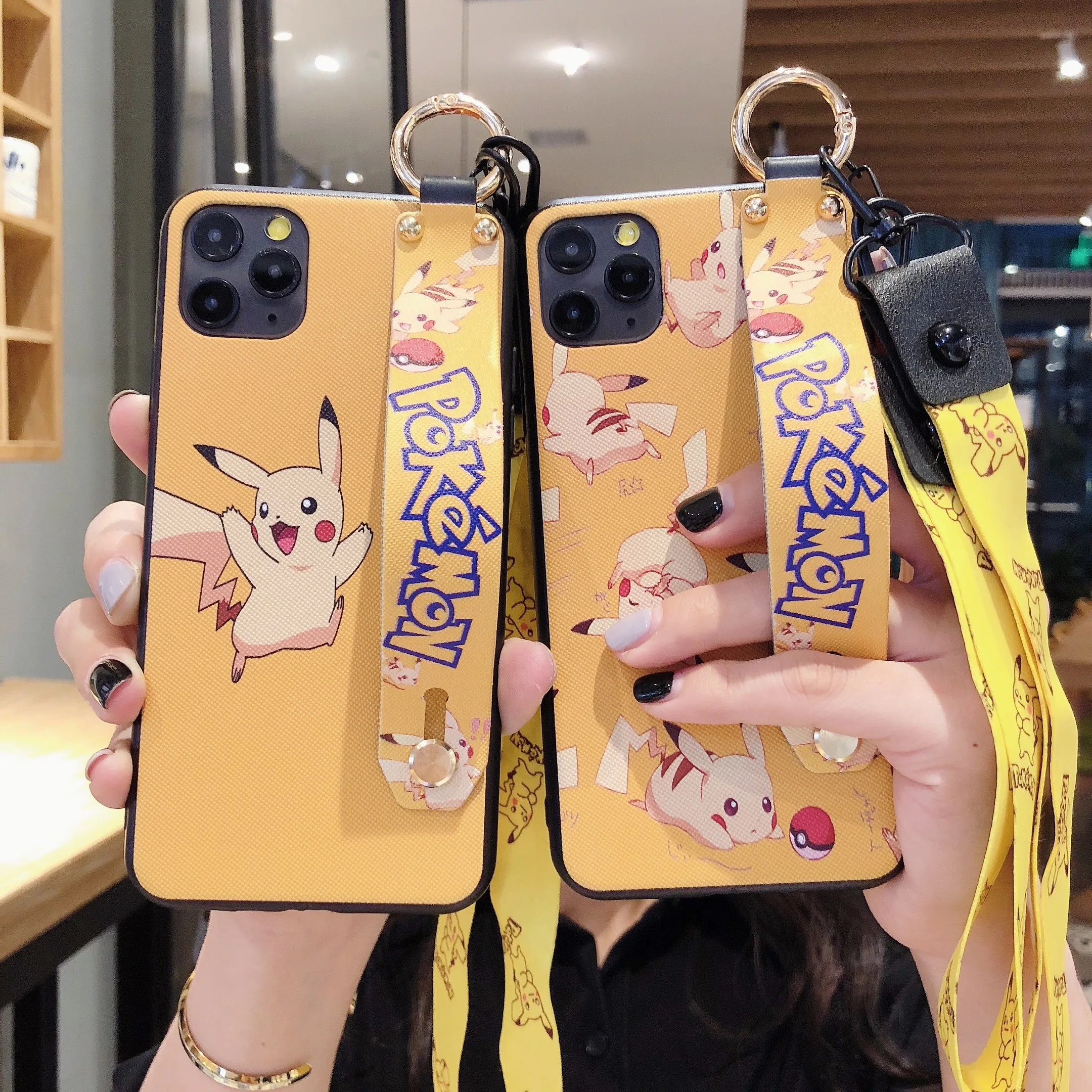Прекрасный Pkachu + длинные ремешки для телефона чехол iPhone 11 Pro Max XS XR X 8 7 6 6S Plus |
