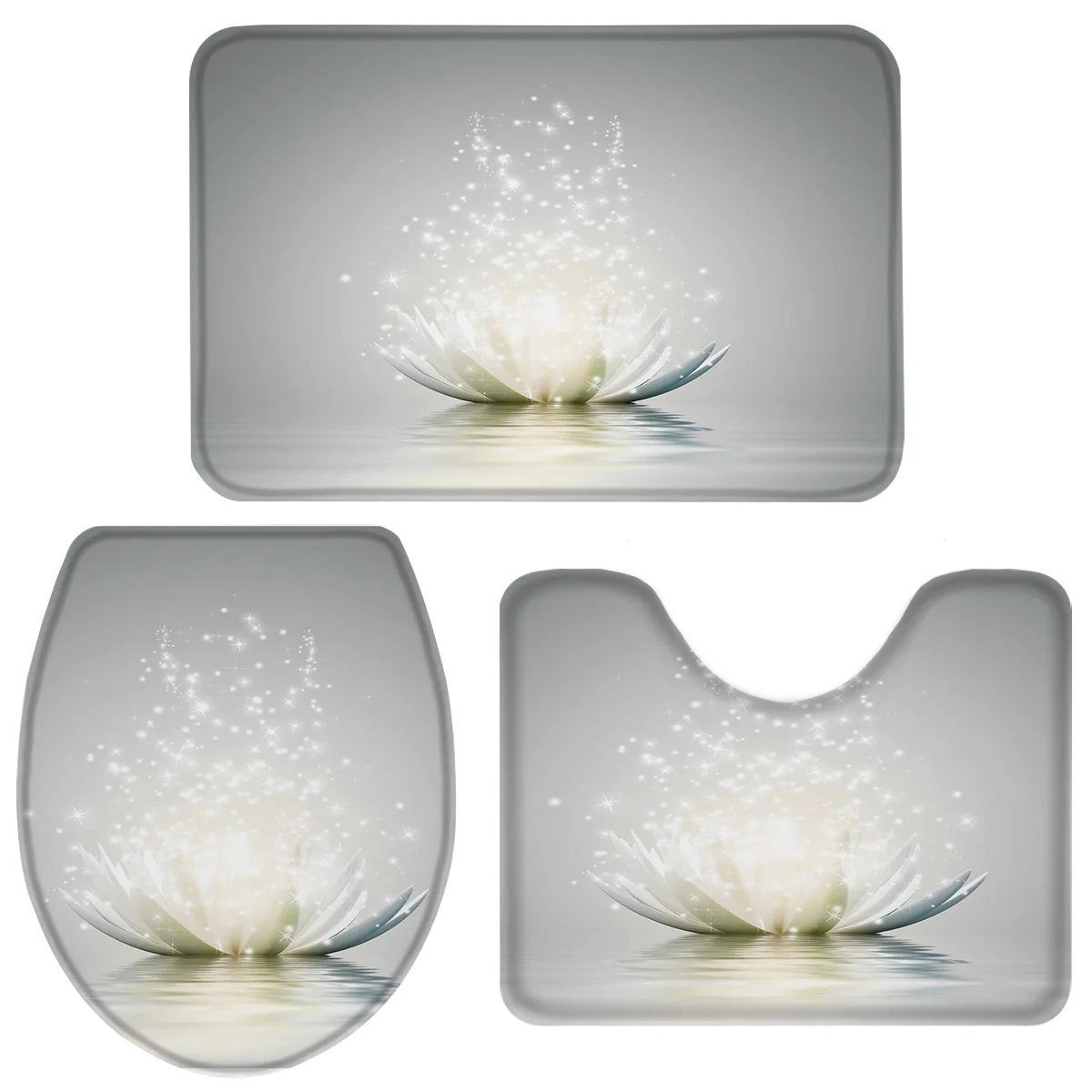 Набор из 3 предметов для ванной комнаты набор с абстрактным цветком лотоса коврик