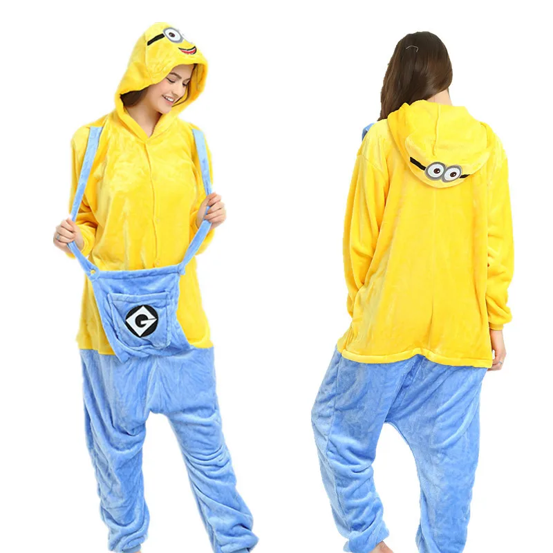 Зимняя Пижама-кигуруми в виде животных с несъемной шапкой для взрослых домашняя