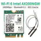 Двухдиапазонная беспроводная карта 802.11ax WIfi 6 для Intel AX200 NGFF M.2 KEY E AX200NGW MU-MIMO 2,4G5 ГГц 2400 Мбитс BT 5,1 с антеннами