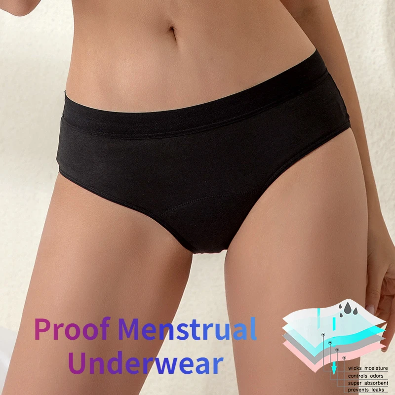 

Women's Menstrual Underwear 4 Layers Waterproof Leakage Panties Female Lingerie Mid Waist Underpants Physiological Period