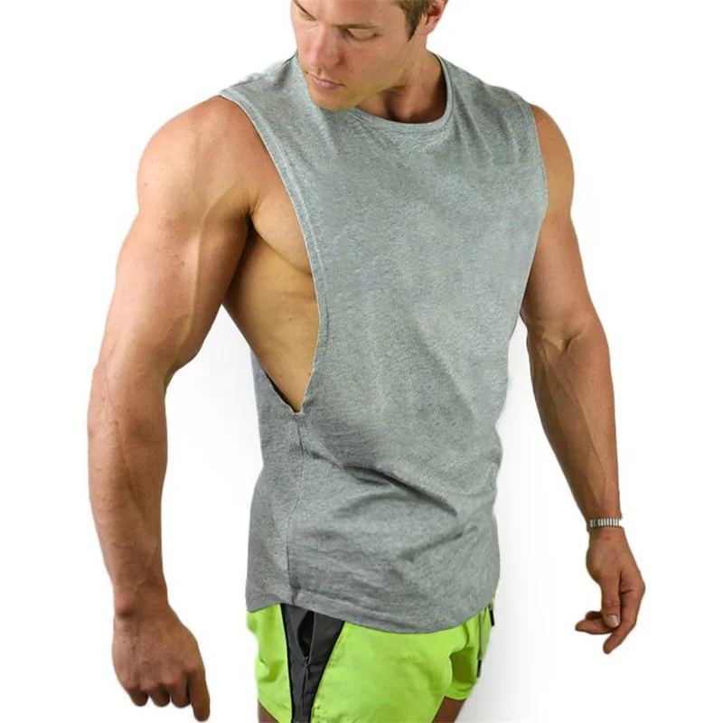 Летняя хлопковая одежда для спортивного зала мужские майки танк топики без