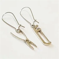antqiue silver color tools earrings kidney wire earrings unique earrings bohemian hobo style earrings wrench earrings