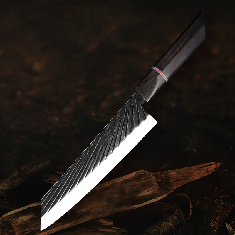 

High Carbon Steel Chef Knife 440C Steel Hand Forged Anti-stick Cleaver Kitchen Knife Cooking Knife Ebony Handle