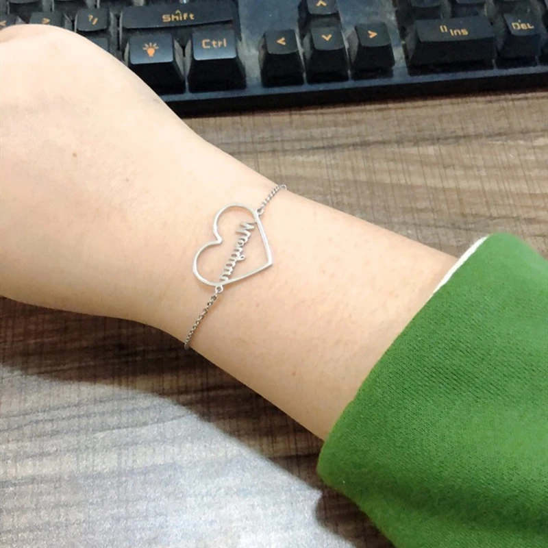 Браслет с именем сердца на заказ мужские ювелирные изделия персонализированный