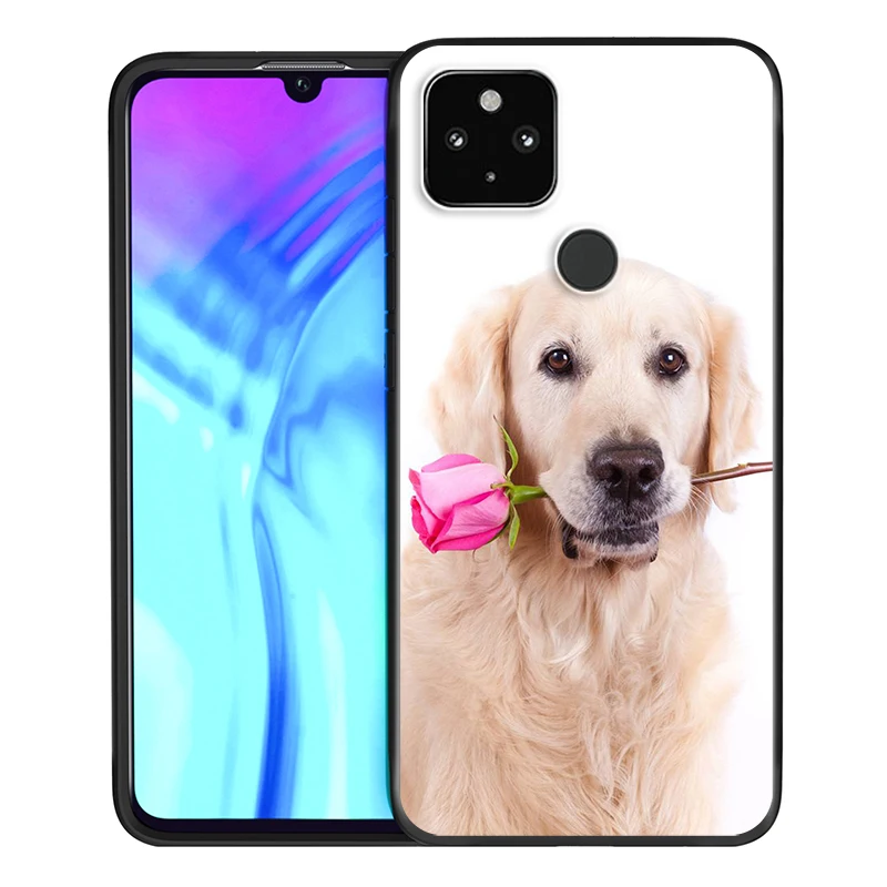 

Cute Golden Retriever dog Shockproof Cover for Google Pixel 5 4 4a XL 5G Black TPU Soft Phone Case