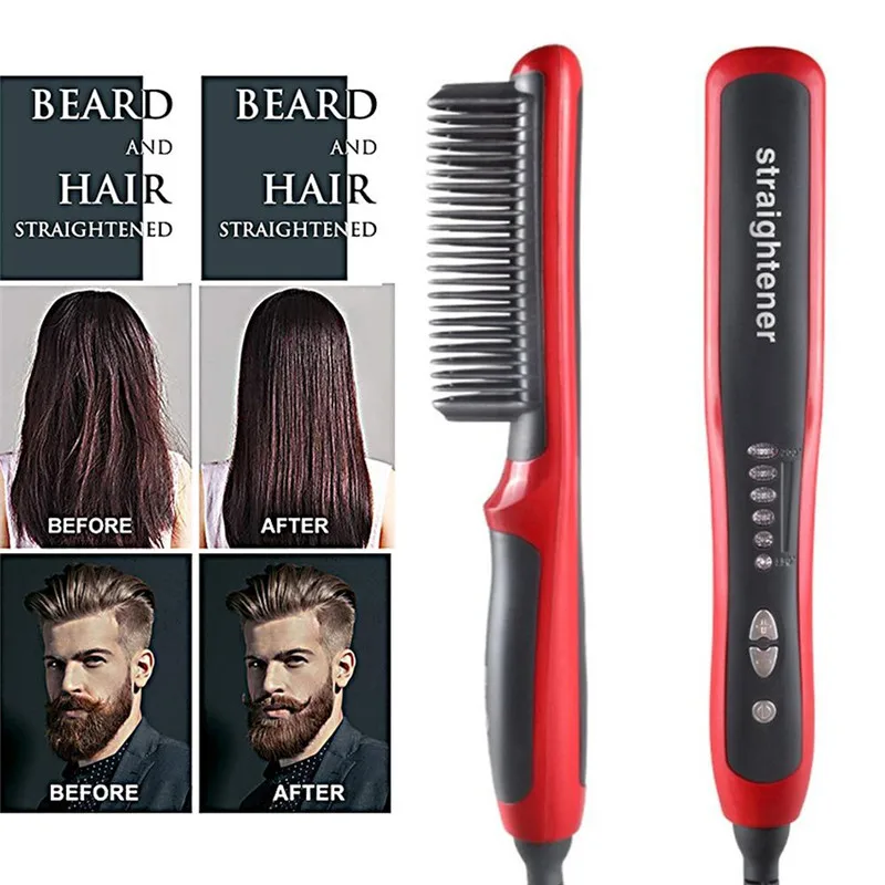 

Professional Hair Straightener Brush Men Beard Straightener Comb Fast Heating Straightening Brush Women Smoothing Brush
