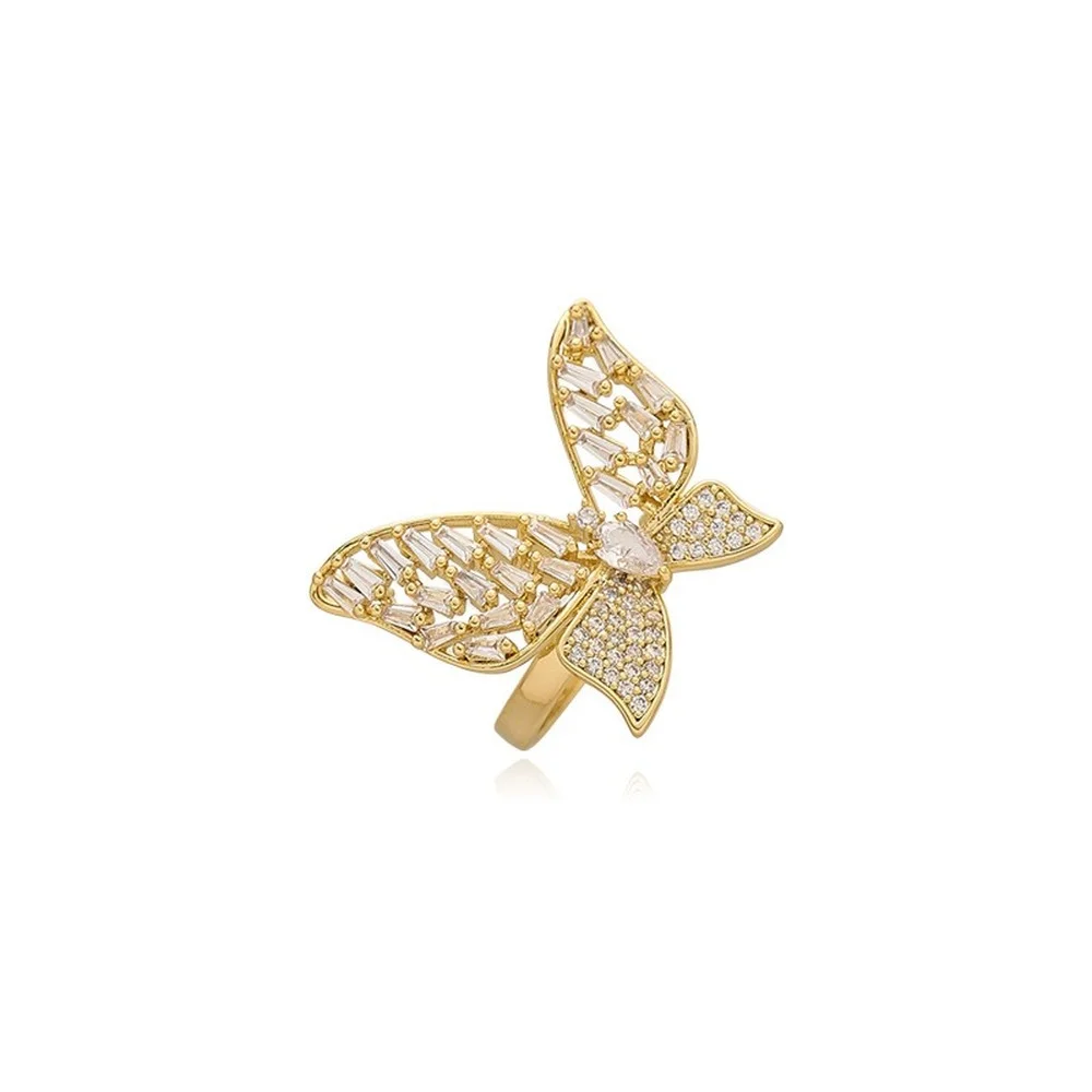 

Fashion micro inlaid zircon butterfly ring female ins style fashion open index finger ring wedding ring set luxury