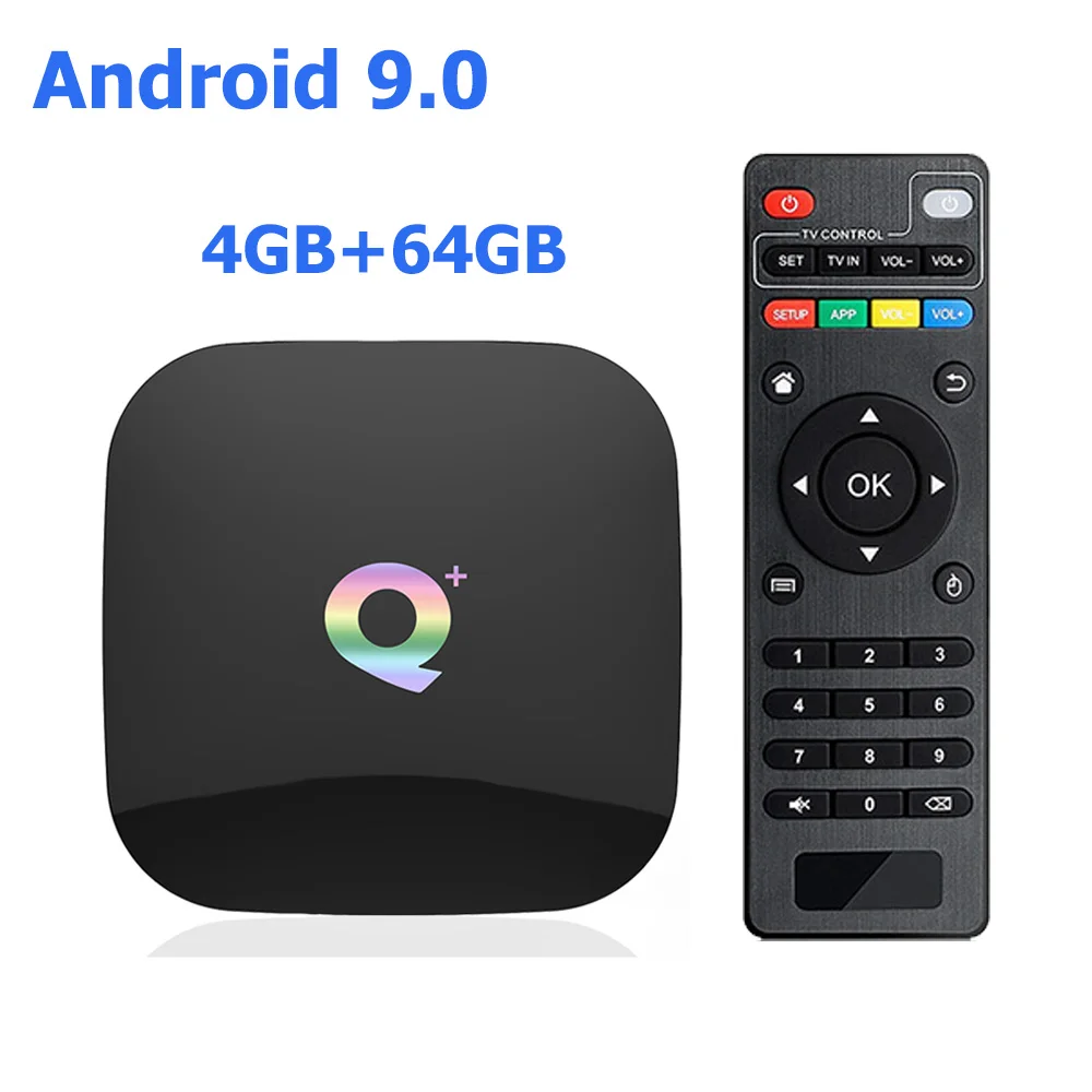 4G 64G ТВ-бокс QPLUS Smart 6K Ultra HD 4+ 32G Android 9,0 Movie wifi Google Cast Netflix медиаплеер IP tv телеприставка qplus - Цвет: 4G 64G