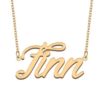 finn name necklace for women stainless steel jewelry 18k gold plated nameplate pendant femme mother girlfriend gift