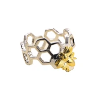 massive mens finger ring honeycomb adjustable open bee ring jewelry accessories for women gift