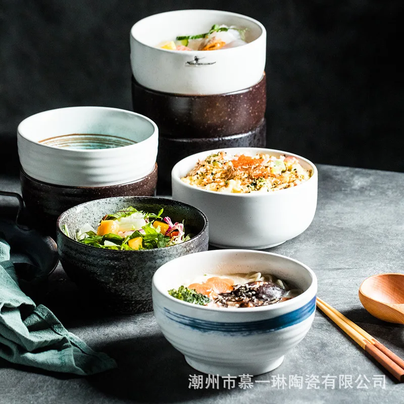 

750ml ceramic soup bowl with lid instant noodle bowl large Lamian Noodles bowl instant noodle bowl for student dormitory.