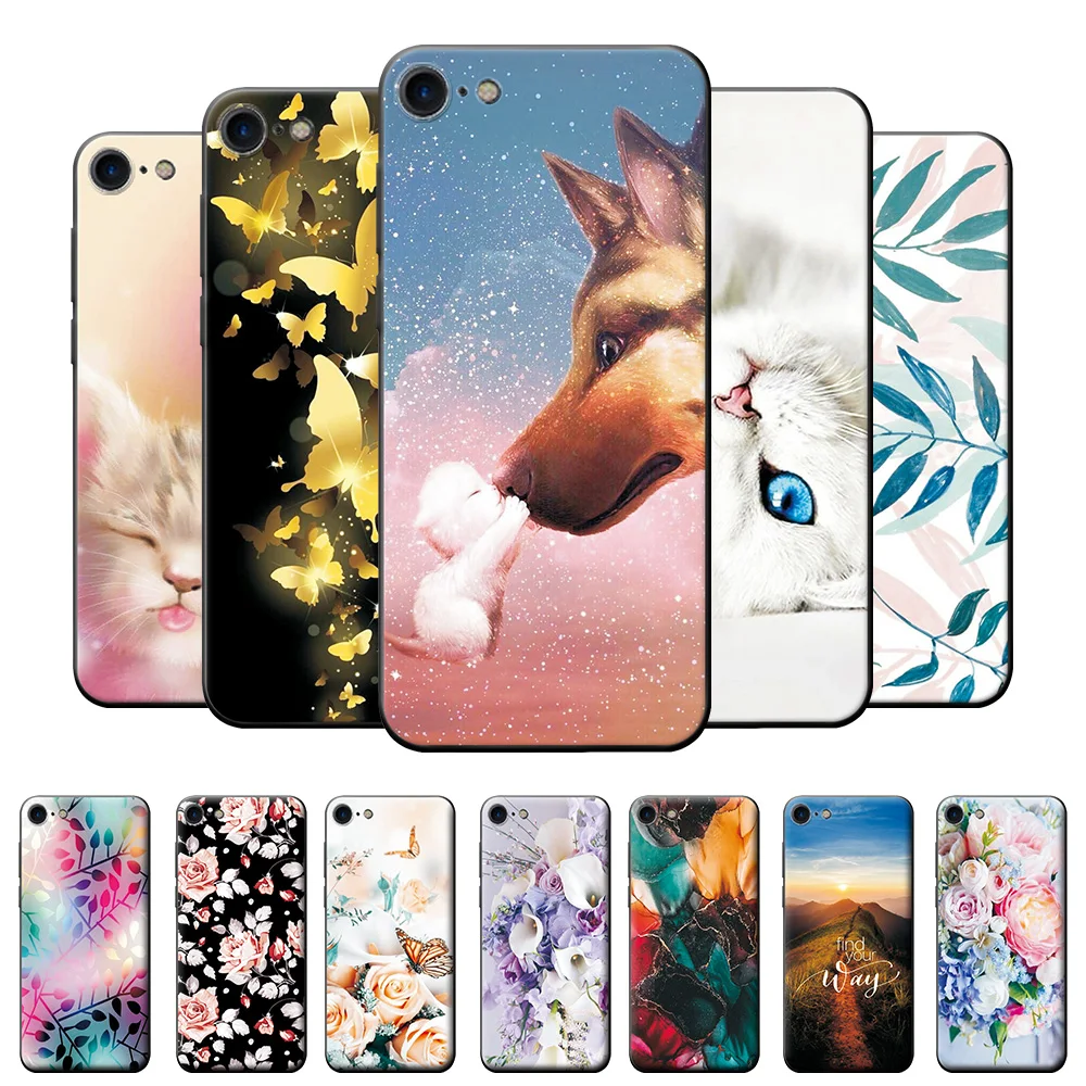

For iPhone SE 2020 Case Phone Fundas For iPhone 5 6 5s 6s Silicone Soft TPU Cover For iPhone 7 8 6Plus Matte Protective Case Cat