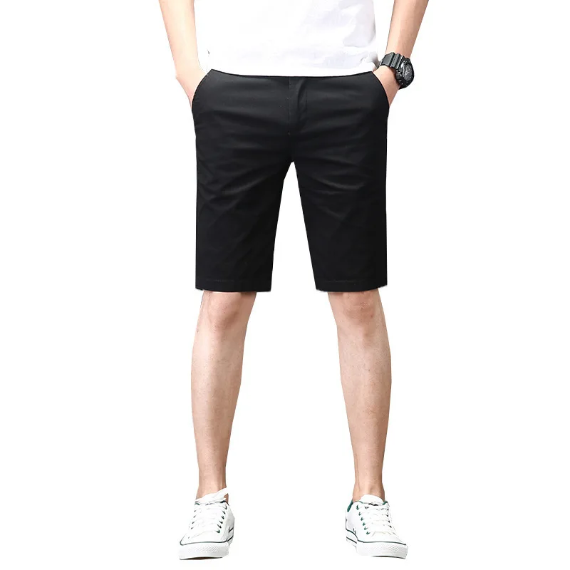 

Men Summer Thin Khaki Five Points Pants Business Casual Slim Light Green Shorts High-Quality Light Gray Fi ve-Point Pants 28-38