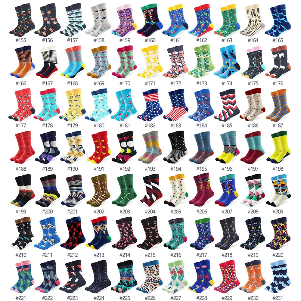 100 парт оптовая продажа мужские красочные полосатые Мультяшные носки из чесаного