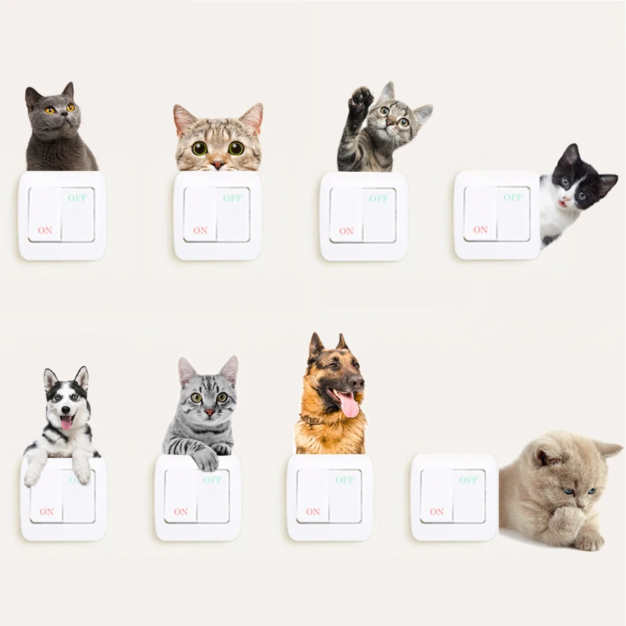Различные милые котята животное мультяшная Кошка наклейки на стену 3D яркие