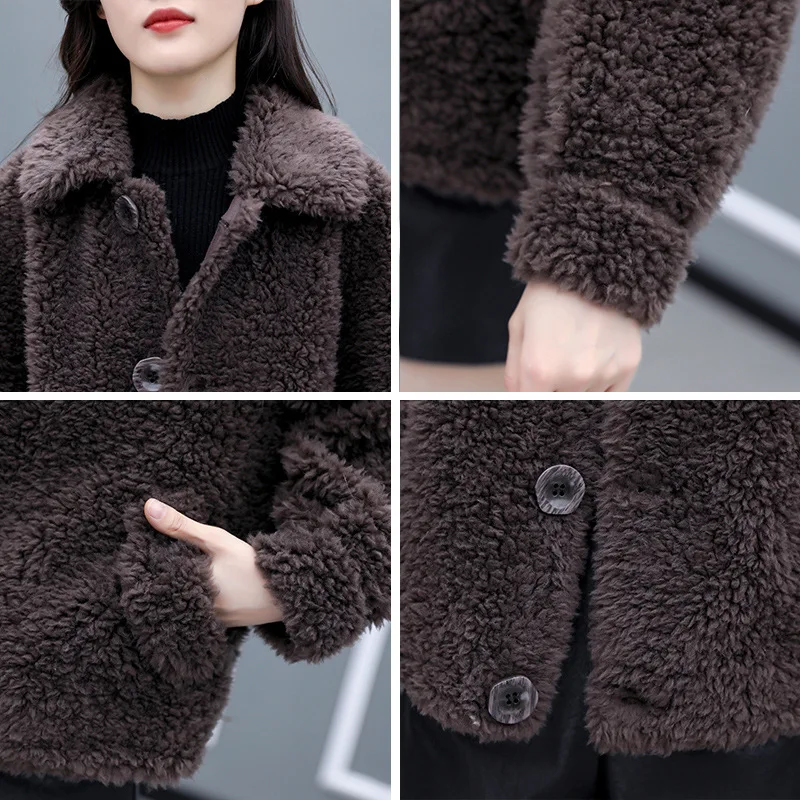 

Winter Womens Parkas New Women Fashion Casual Korean Outerwear Imitation Wool Female Jacket Loose Warm Coats Short Women Clothes