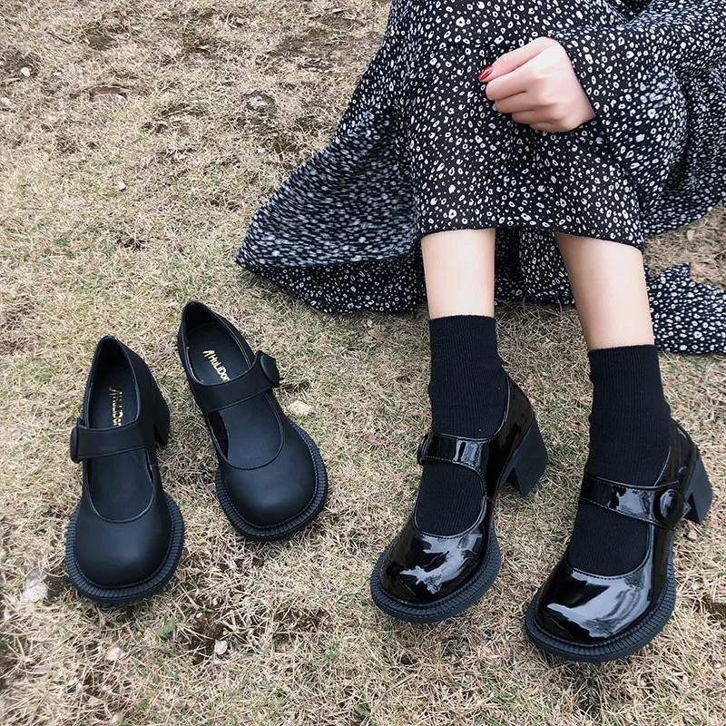 

2020 Новое поступление Туфли Мэри Джейн винтажные кожаные женские туфли на среднем каблуке повседневные туфли на платформе женские свадебны...