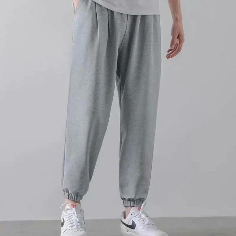 

Брюки мужские тонкие однотонные, Классические повседневные свободные штаны с поясом на резинке, лето