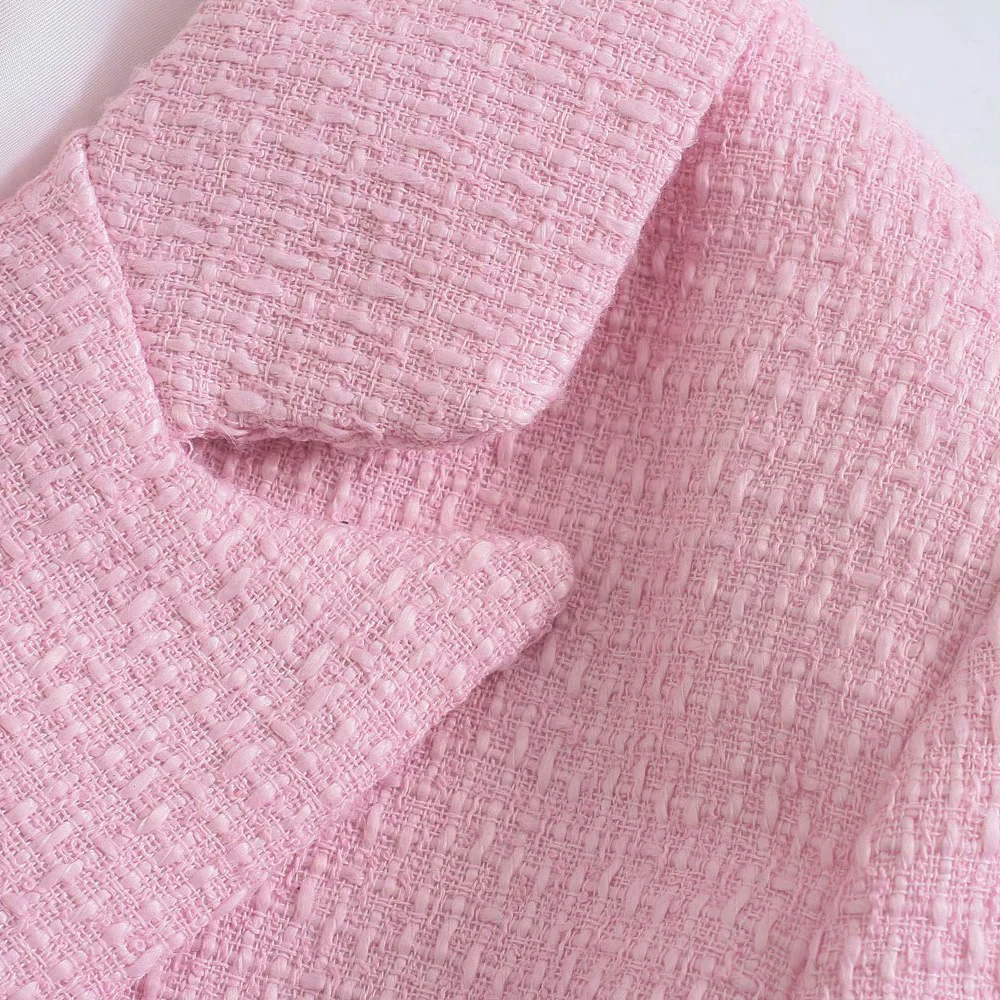 

ZREDARA Spring and Autumn New Pink French Blazer women's Korean leisure suit jacket long sleeve double breasted blazer