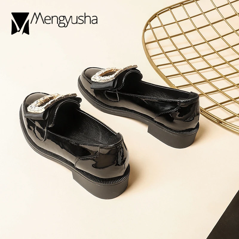 Размера плюс с украшением в виде кристаллов Маленькая кожаная обувь Женская