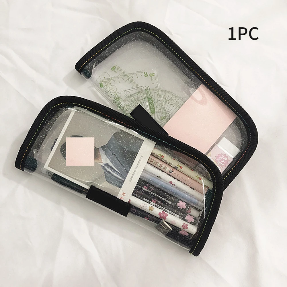 1PC Large Capacity Pencil Bag Cosmetic Coin Purse Storage Case Portable PVC Pouch Zipper Closure Office School Supplies #920 | Канцтовары