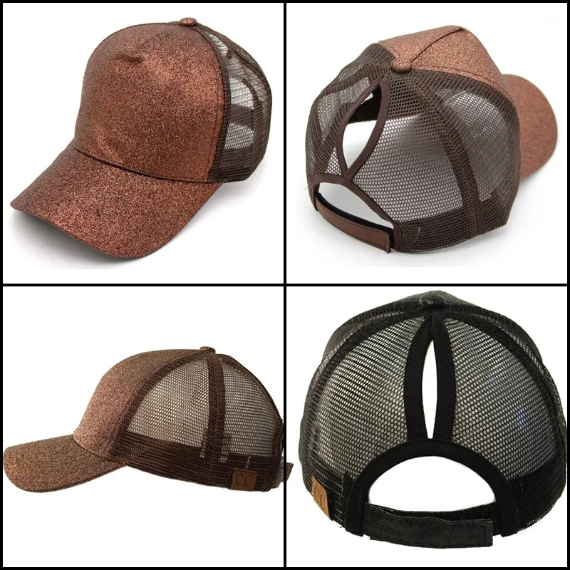 2021 блестящая женская бейсболка с конским хвостом женские бейсболки сеткой