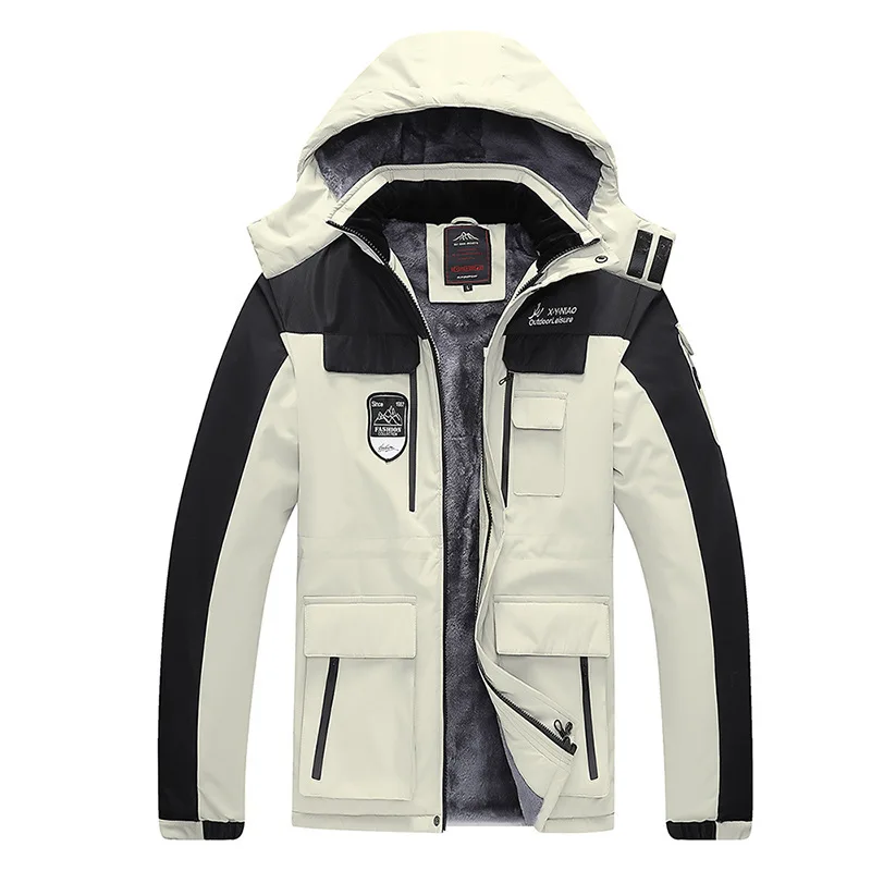 Winter Men Parka Jacket Plus Size 6XL 7XL 8XL Mens Fleece Thickening Hooded Coats Ski Suit Men's Casual Warm Outerwear Clothing
