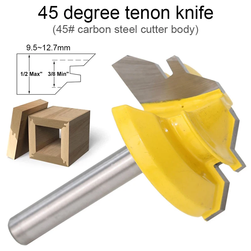 

1 Piece 1/4" Shank 45 Degree Lock Miter Router Bit Woodworking Tenon Milling Cutter Tool Drilling Milling For Wood Carbon Steel