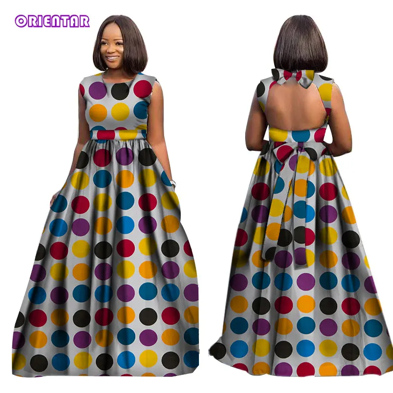 Модное женское платье в африканском стиле сексуальное длинное макси без рукавов