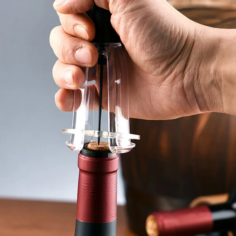

Red Wine Pneumatic Bottle Opener Wine Pourer Vacuum Wine Stopper and Paper Cutter Four Piece Sets,Black