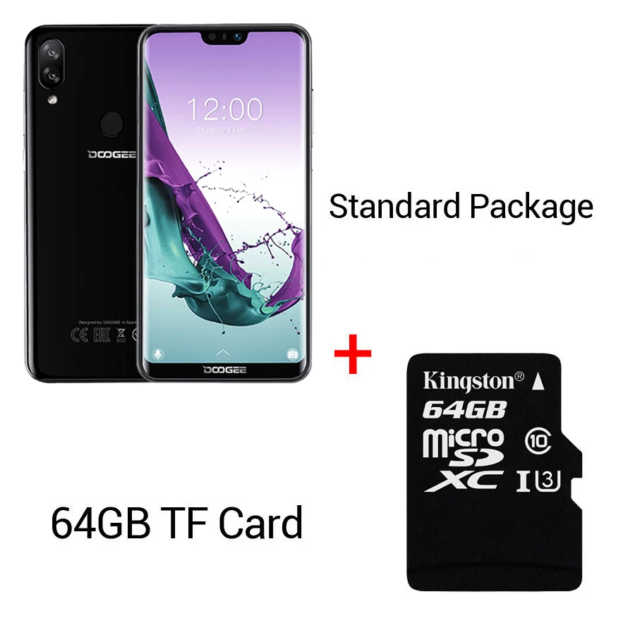 Black N 64GB Card DOOGEE N10 3 ГБ 32 ГБ Android 8,1 смартфон 5,8" FHD 19:9 дисплей 3360 мАч Четырехъядерный 4G LTE мобильный телефон Дроп экран - Цвет: Black N 64GB Card