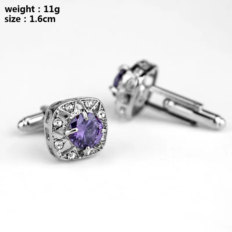 Модные Роскошные пурпурные запонки с кристаллами высшего качества Стразы дизайн