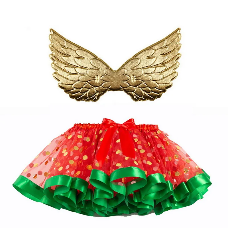 

New Tutu Skirt Baby Girl Skirts 2-8T Princess Mini Pettiskirt Party Dance Rainbow Tulle Skirts With Wings Girls Children Clothes