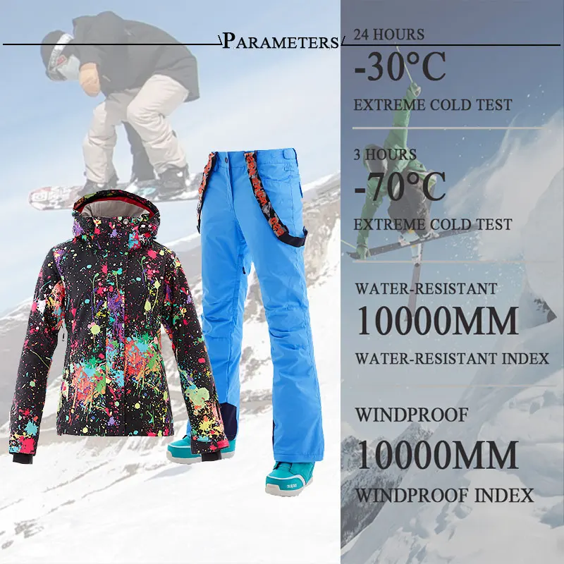 GSOU зимний женский лыжный костюм теплый сноуборд куртка штаны водонепроницаемая