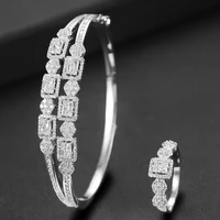 larrauri 2pcs dubai bridal african wedding jewelry sets charms luxury cz zircon geometric braceletsring for women jewelry sets