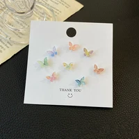 mini colorful butterfly stud earrings fashion stereo anime jewelry 2022 hot simple trendy butterflies women accessories as gift