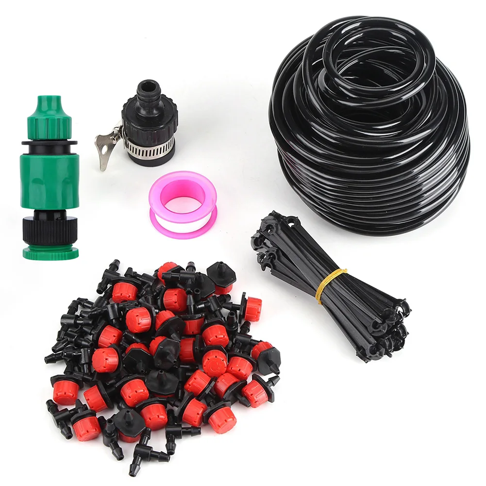 

25M DIY Micro Drip Irrigation System Plant Self Automatic Watering Timer Garden Hose Kits With Adjustable Dripper