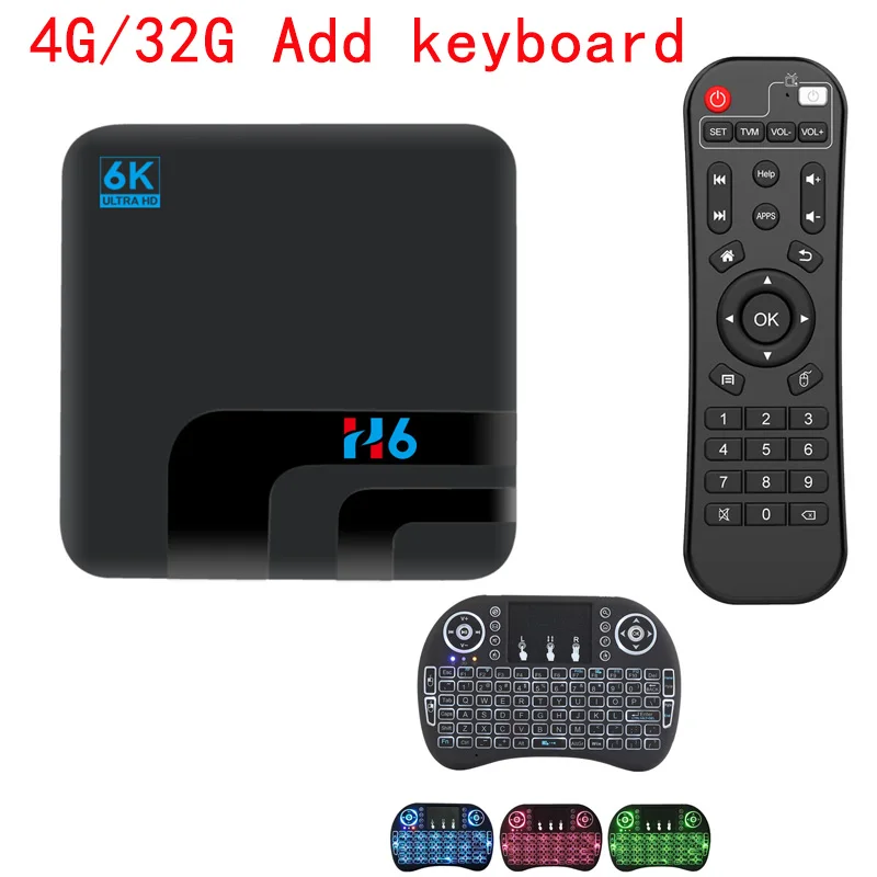 4G 32G Add keyboard H6 Ultra Smart tv Box Android 9,0 Allwinner H6 четырехъядерный процессор 4 Гб ram 32 Гб USB 3,0 6K Playstore Youtube Wifi телеприставка PK MX10 PRO - Цвет: 4G 32G Add keyboard