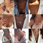 Ожерелье многослойное в богемном стиле для женщин, цепочки с подвесками в виде месяца, Креста, дерева, звезд, чокер, бижутерия в стиле бохо, 26 моделей, 2020