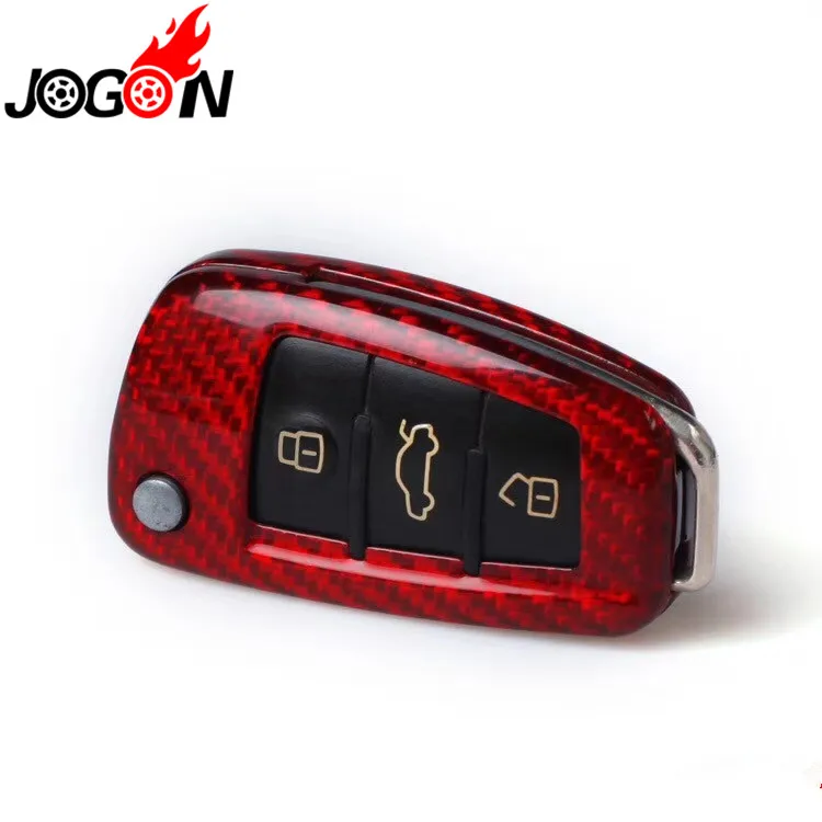Красный чехол из углеродного волокна для автомобильного ключа с дистанционным