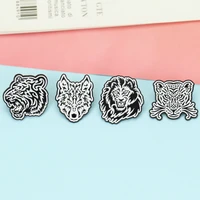 fashionable black and white advanced metal animal brooch lion tiger shape badge diy mens suit dress lapel pin