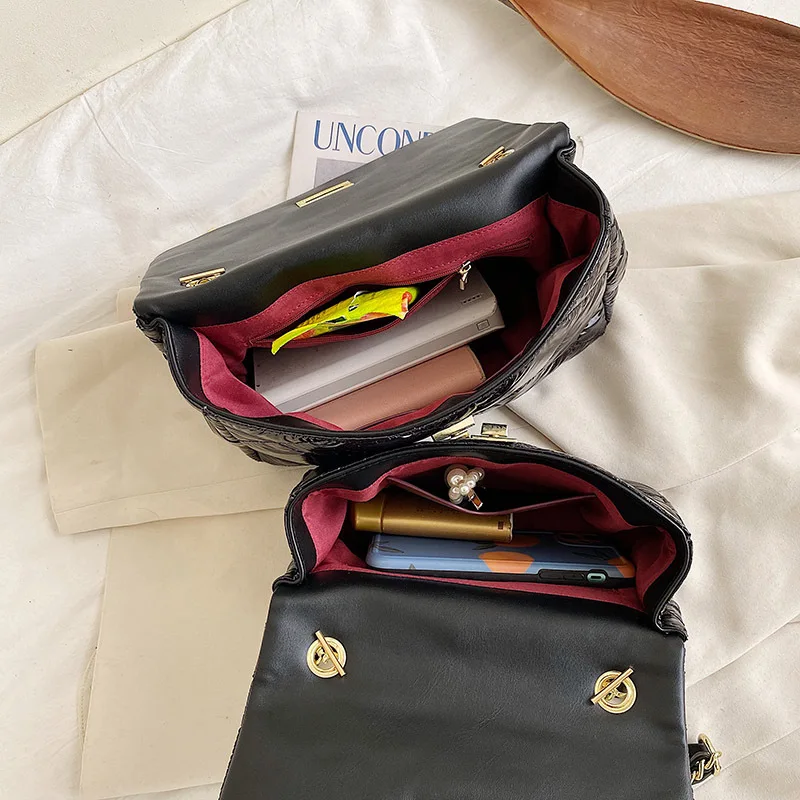 

Brand Designer Down Padded Bag Chain Women Silver Black Ladies Crossbody Shoulder Bags Grid Winter Female Purse and Handbag 2021